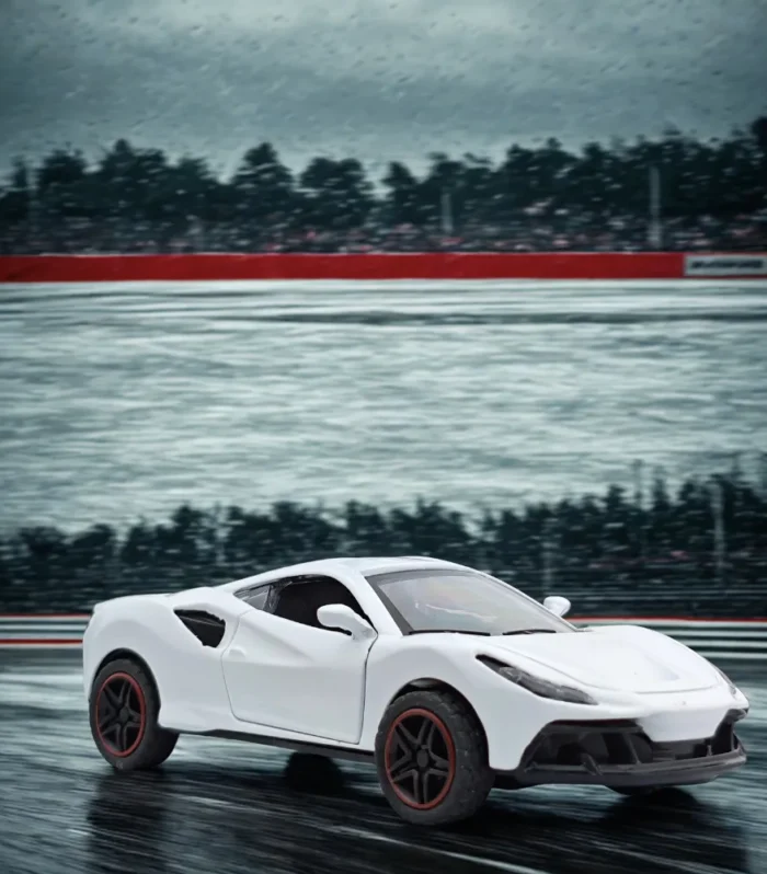 Ferrari Inspired White Sports Car Die-Cast Model | Collectible Toy Car