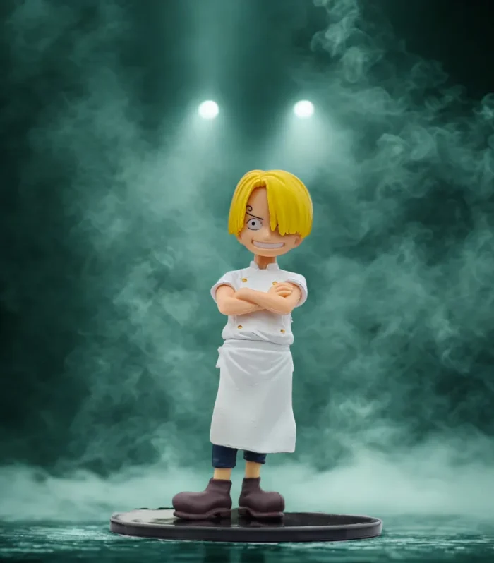 Blonde-Haired Chef-Inspired Anime Collectible Figurine – Mini Character Statue with Base