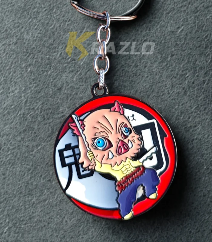 Boar Mask Warrior Metal Keychain