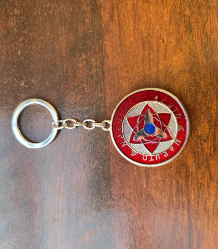 Sharingan Inspired Naruto Metal Keychain – Premium Red Enamel Ninja Medallion