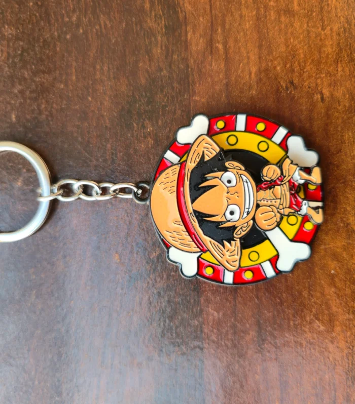Luffy Inspired One Piece Metal Keychain – Straw Hat Pirate Chibi Enamel Key Ring