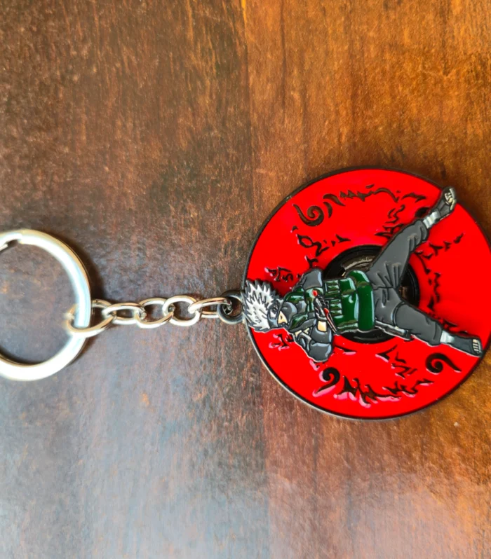 Kakashi Inspired Naruto Metal Keychain – Sharingan Red Enamel Ninja Key Ring