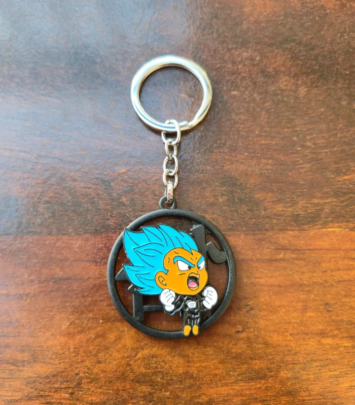 Vegeta Blue Inspired Metal Keychain – Dragon Ball Super Fan Key Ring | Chibi Saiyan Design