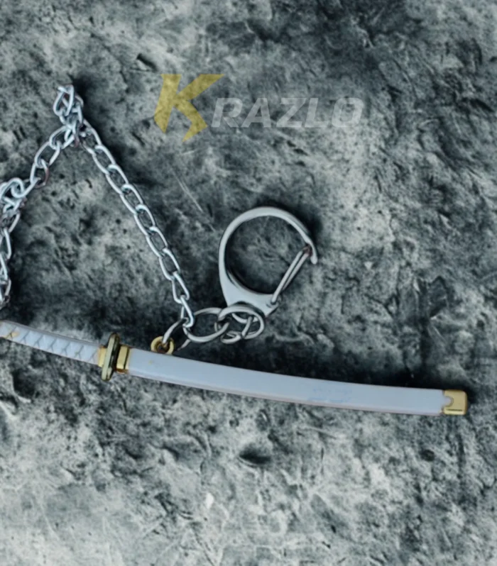 White katana metal keychain 8cm